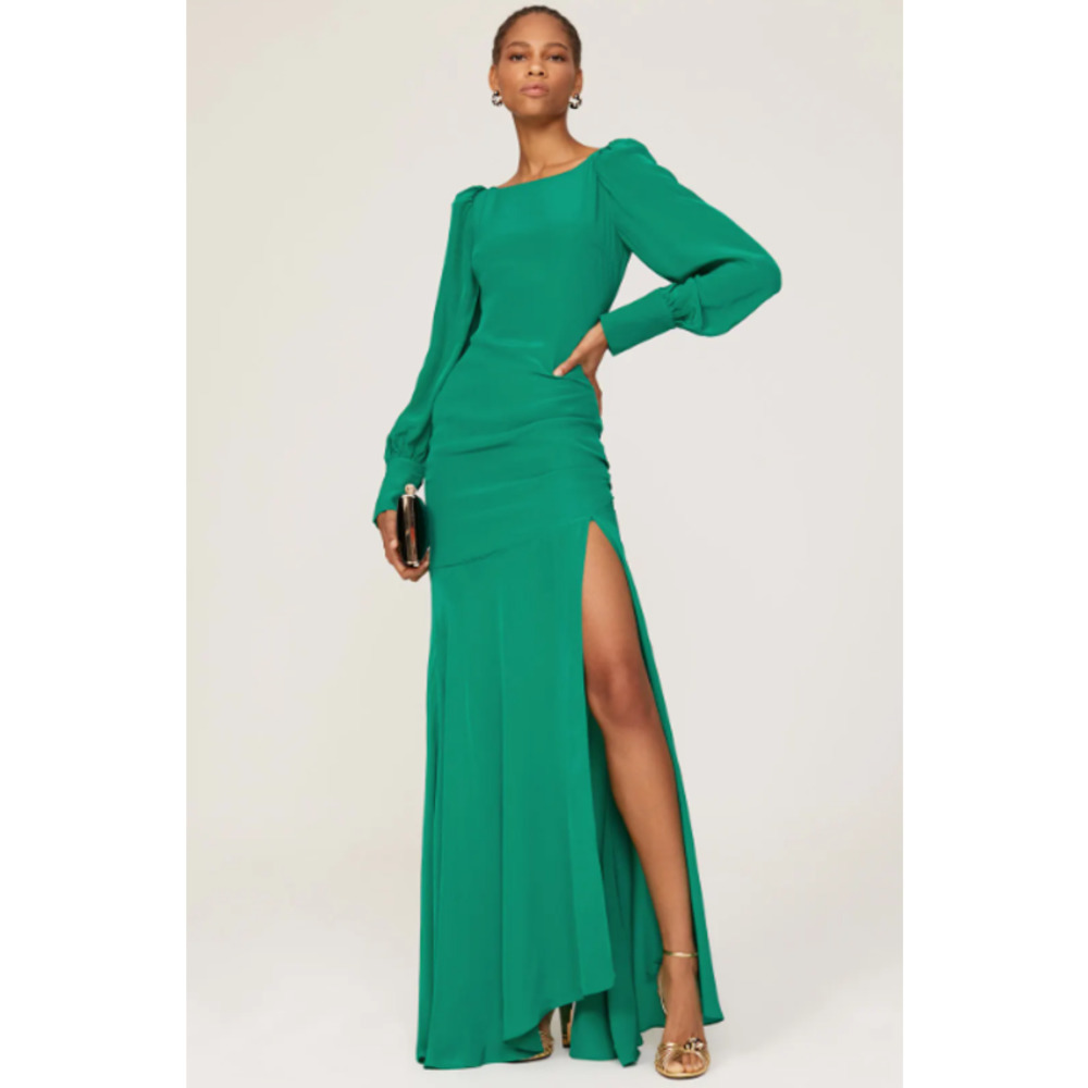 De La Vali Presley Gown Long Balloon Sleeves Green US 6